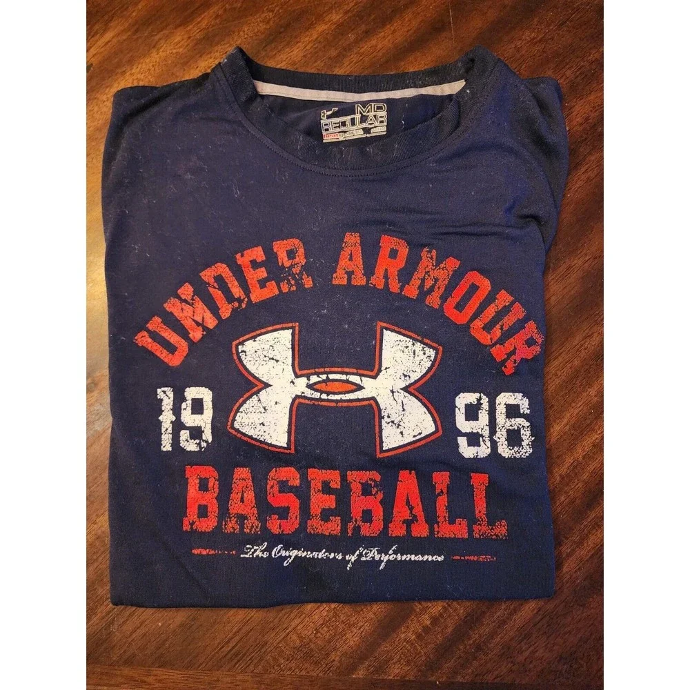 Under Armour Heat Gear Shirt Baseball Large Blue HH M - Picture 1 of 4